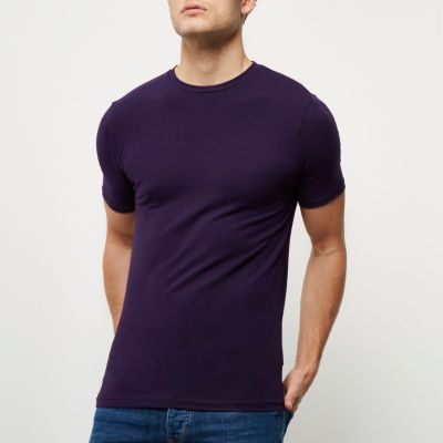 Dark purple muscle fit T-shirt
